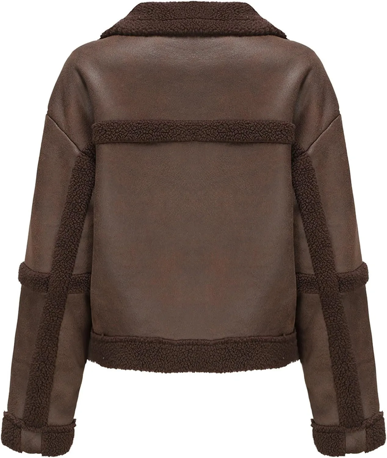Womens Faux Suede Jacket Ladies Casual Faux Leather Windproof Jackets Fall Winter Warm Plush Outwear PU Moto Jacket