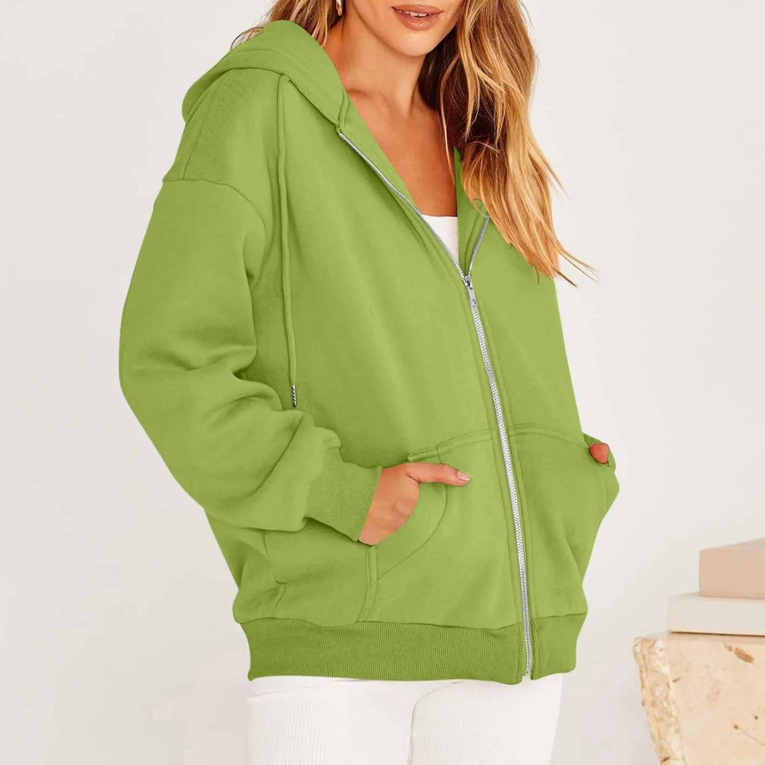 Women's Full Zip Up Hoodie Long Sleeve Hooded Sweatshirts Casual Fall Jacket Coat 2024 Fashion Outfits