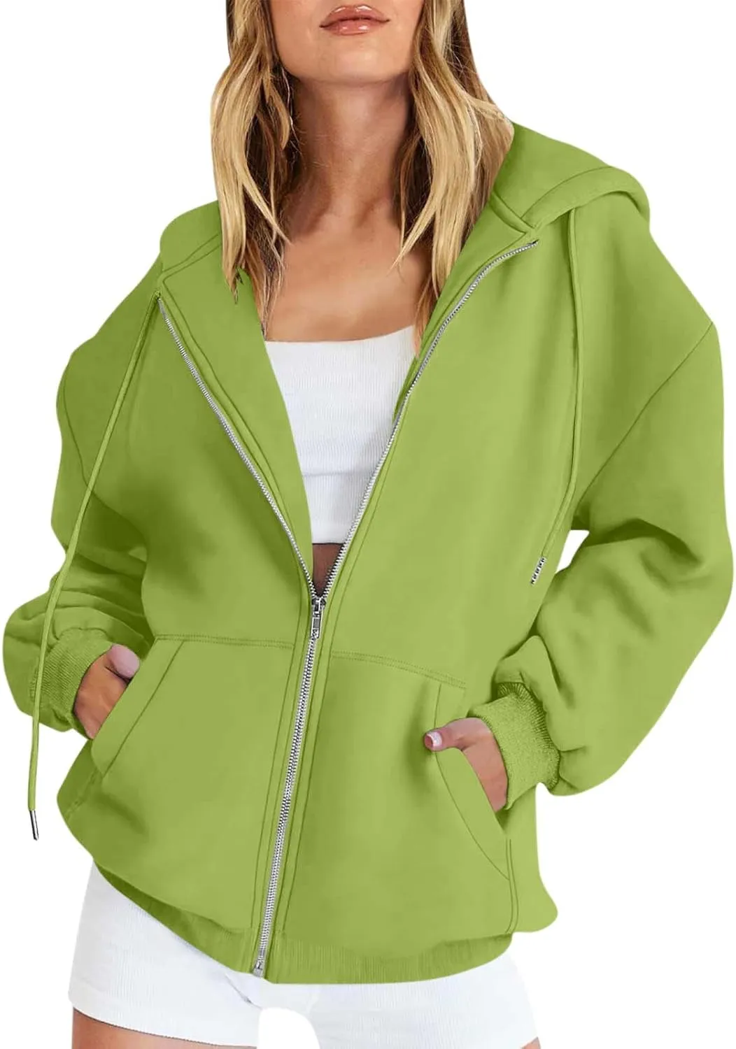 Women's Full Zip Up Hoodie Long Sleeve Hooded Sweatshirts Casual Fall Jacket Coat 2024 Fashion Outfits