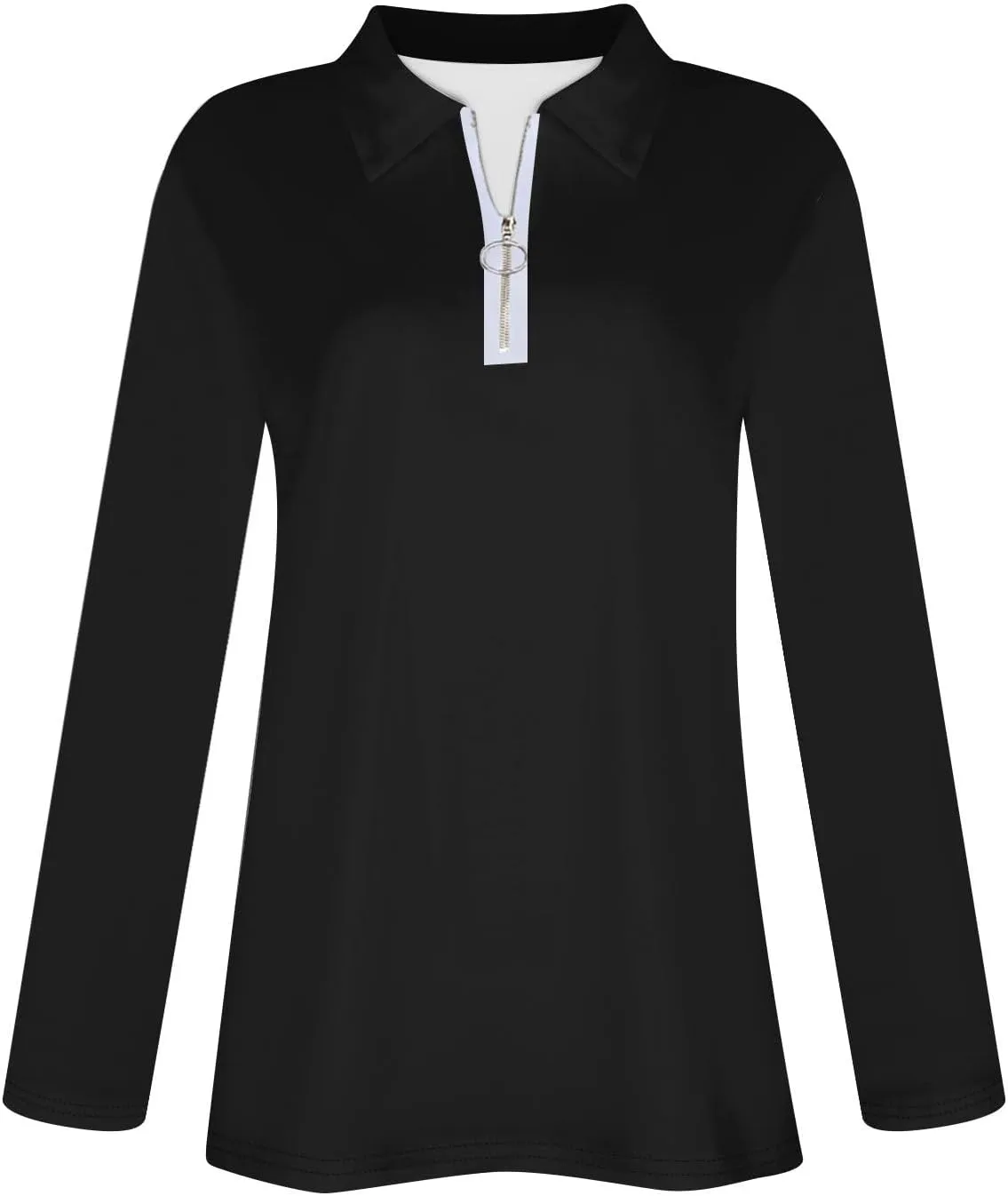 Womens Golf Shirt Long Sleeve Fall Quarter Zip Pullover Collared Neck Workout Polo Tops Fitted Blouses Business Casual