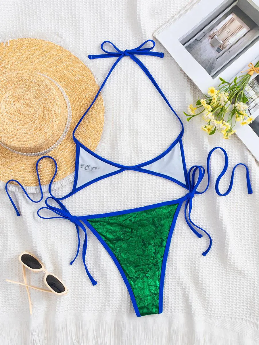 Women's Green Tankini Micro Bikini Set | Designer Swimwear | Sexy Beachwear