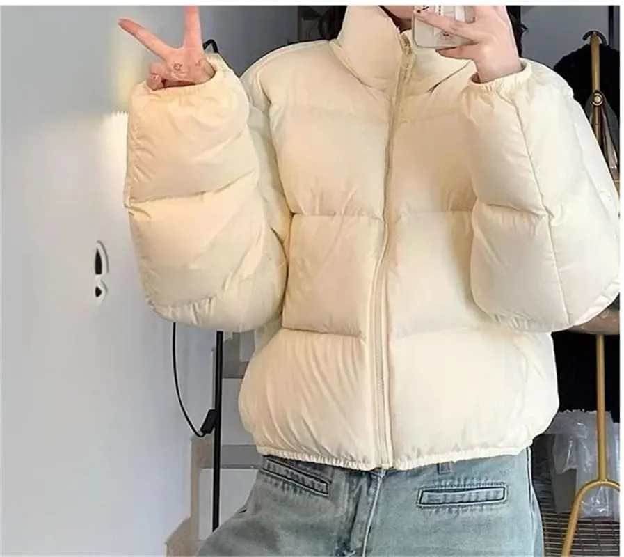 Women's Jacket Stand Collar Short Cotton-Padded Jacket Thickening Warm Parkas Winter Jackets Coat