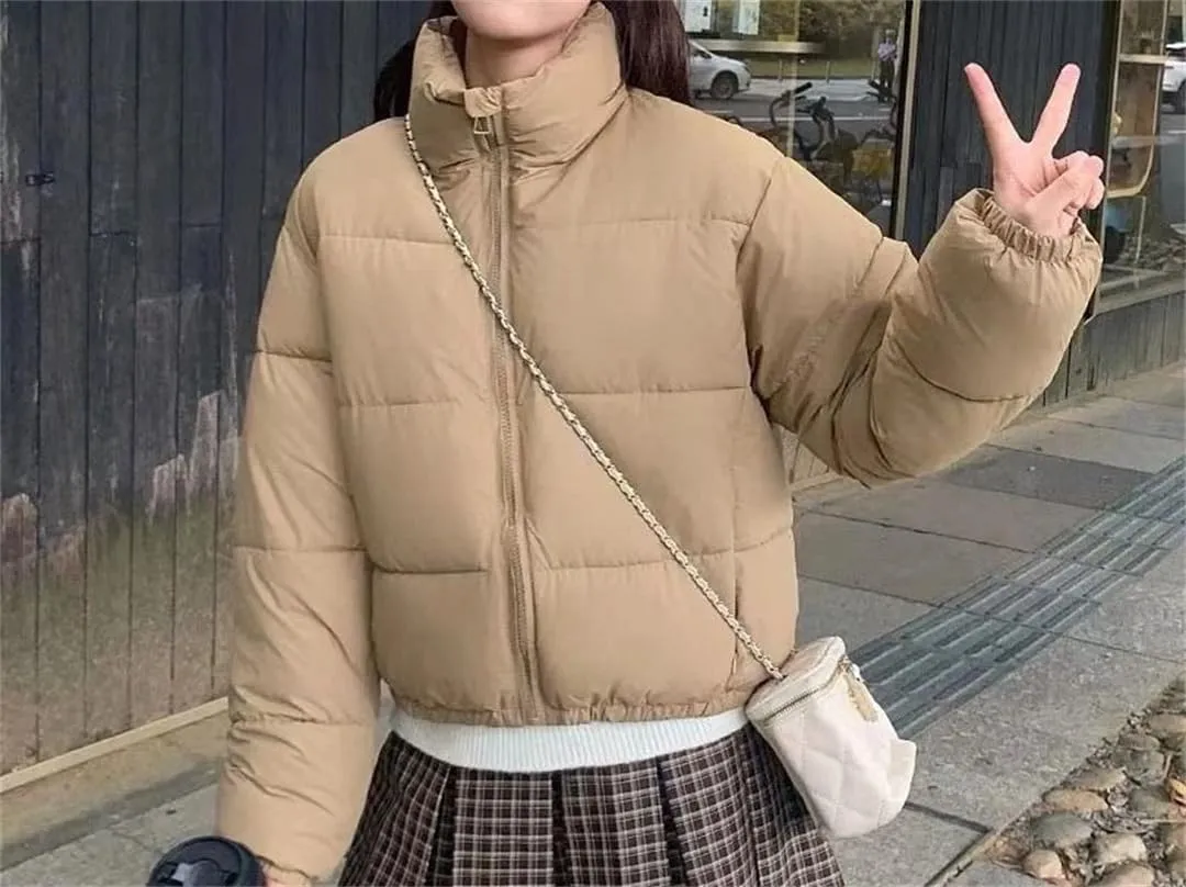 Women's Jacket Stand Collar Short Cotton-Padded Jacket Thickening Warm Parkas Winter Jackets Coat