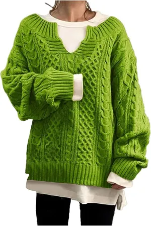 Womens Knit Sweaters Oversized V Neck Long Sleeve Loose Lightweight Pullover Tops Plus Size 2024 Tunics Tee