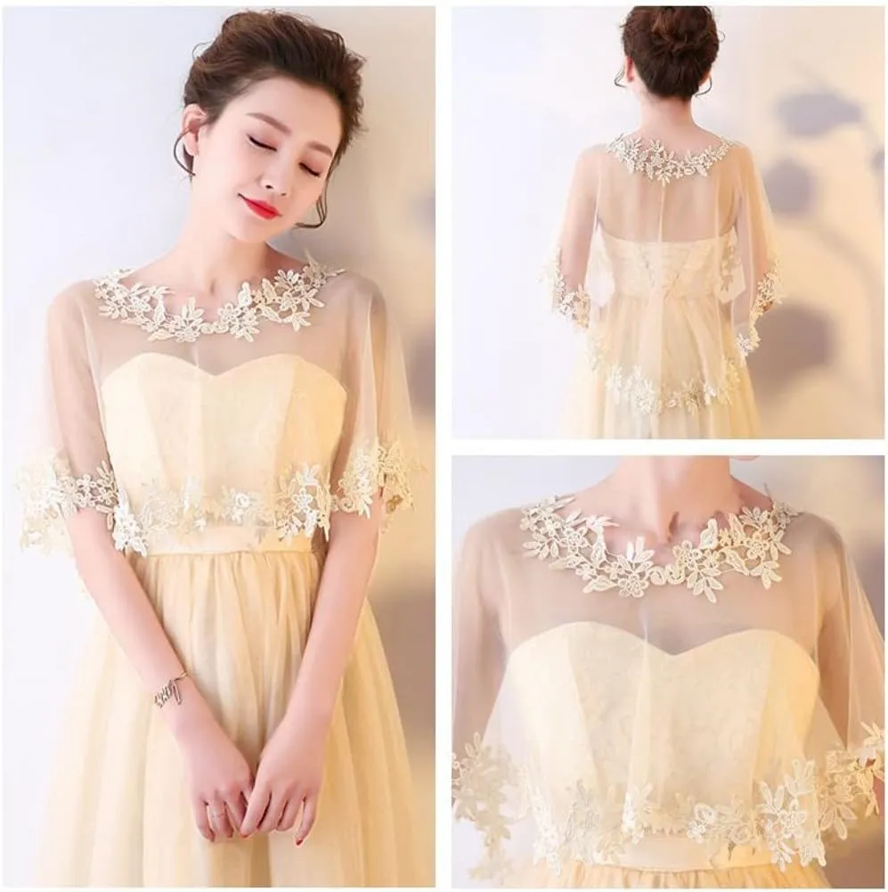 Women's Lace Wedding Bridal Bolero Jackets Shawl Formal Party Prom Evening Cape for Bride Bridesmaid Wrap Shrugs