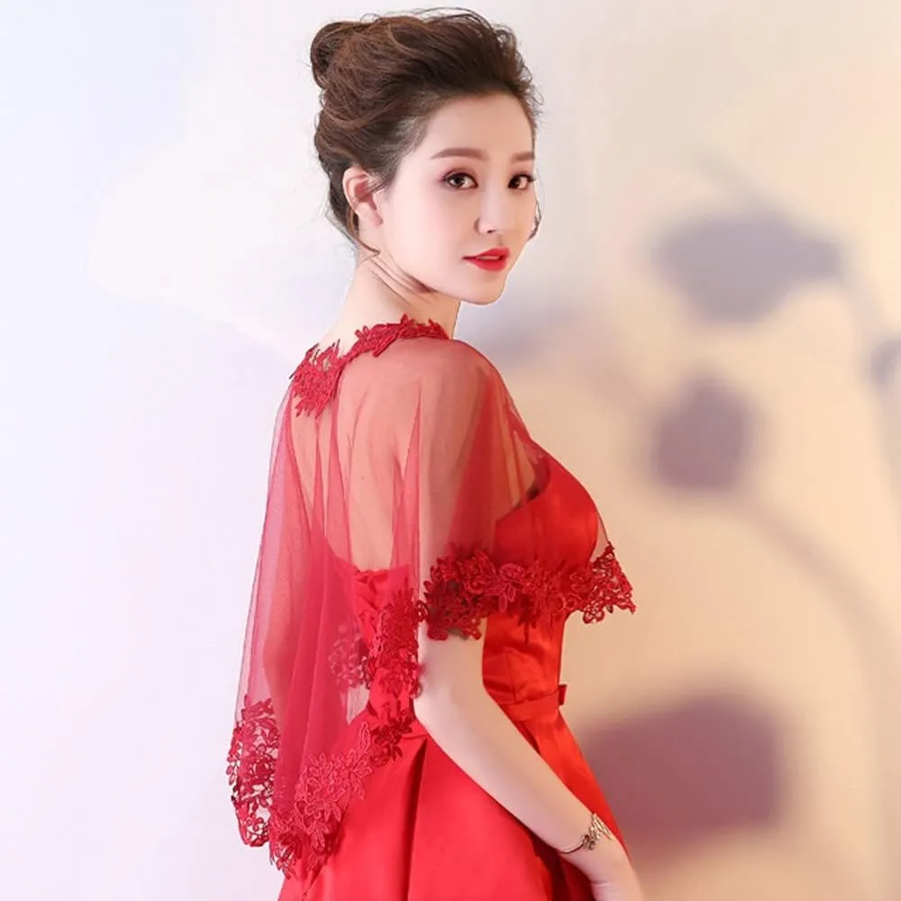 Women's Lace Wedding Bridal Bolero Jackets Shawl Formal Party Prom Evening Cape for Bride Bridesmaid Wrap Shrugs