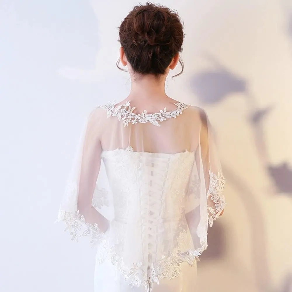 Women's Lace Wedding Bridal Bolero Jackets Shawl Formal Party Prom Evening Cape for Bride Bridesmaid Wrap Shrugs