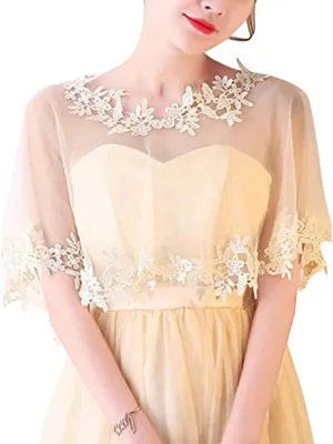 Women's Lace Wedding Bridal Bolero Jackets Shawl Formal Party Prom Evening Cape for Bride Bridesmaid Wrap Shrugs