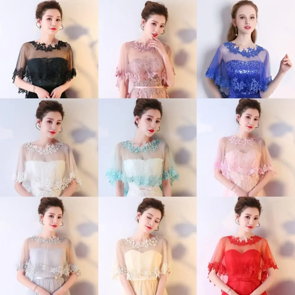 Women's Lace Wedding Bridal Bolero Jackets Shawl Formal Party Prom Evening Cape for Bride Bridesmaid Wrap Shrugs
