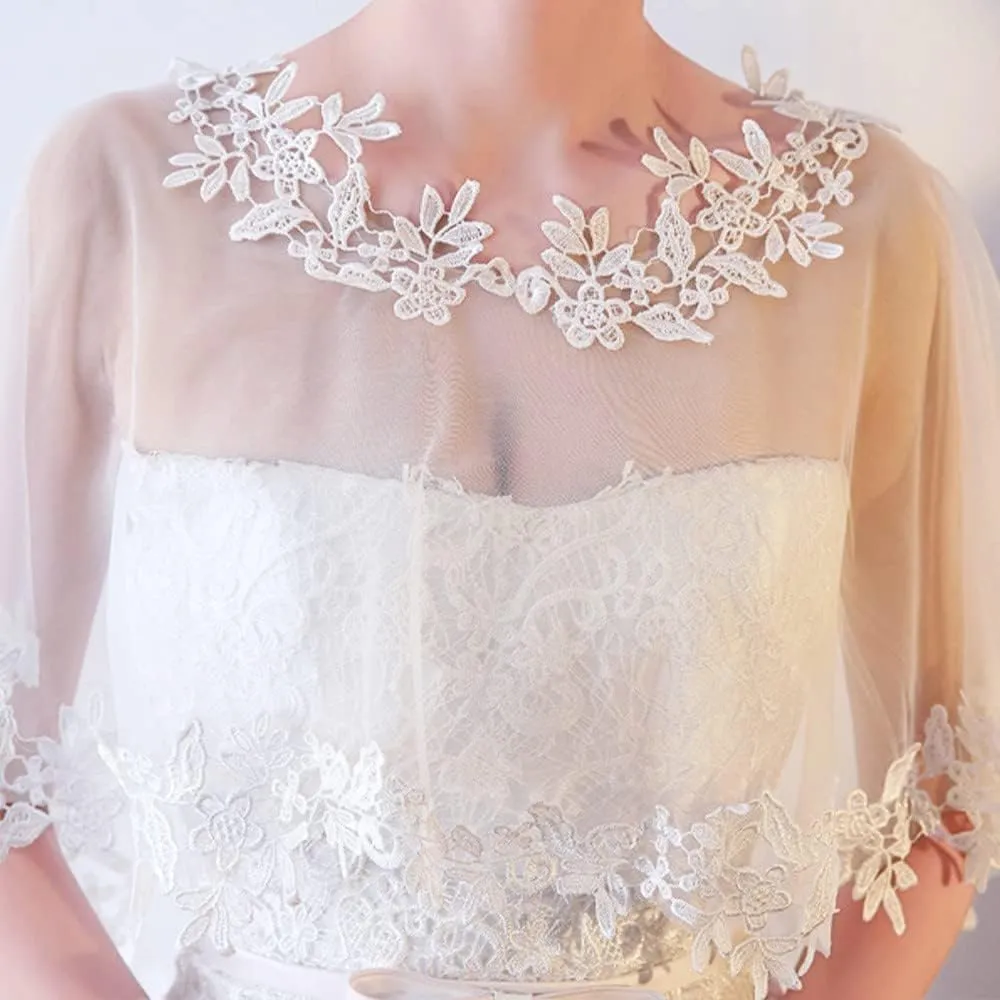 Women's Lace Wedding Bridal Bolero Jackets Shawl Formal Party Prom Evening Cape for Bride Bridesmaid Wrap Shrugs