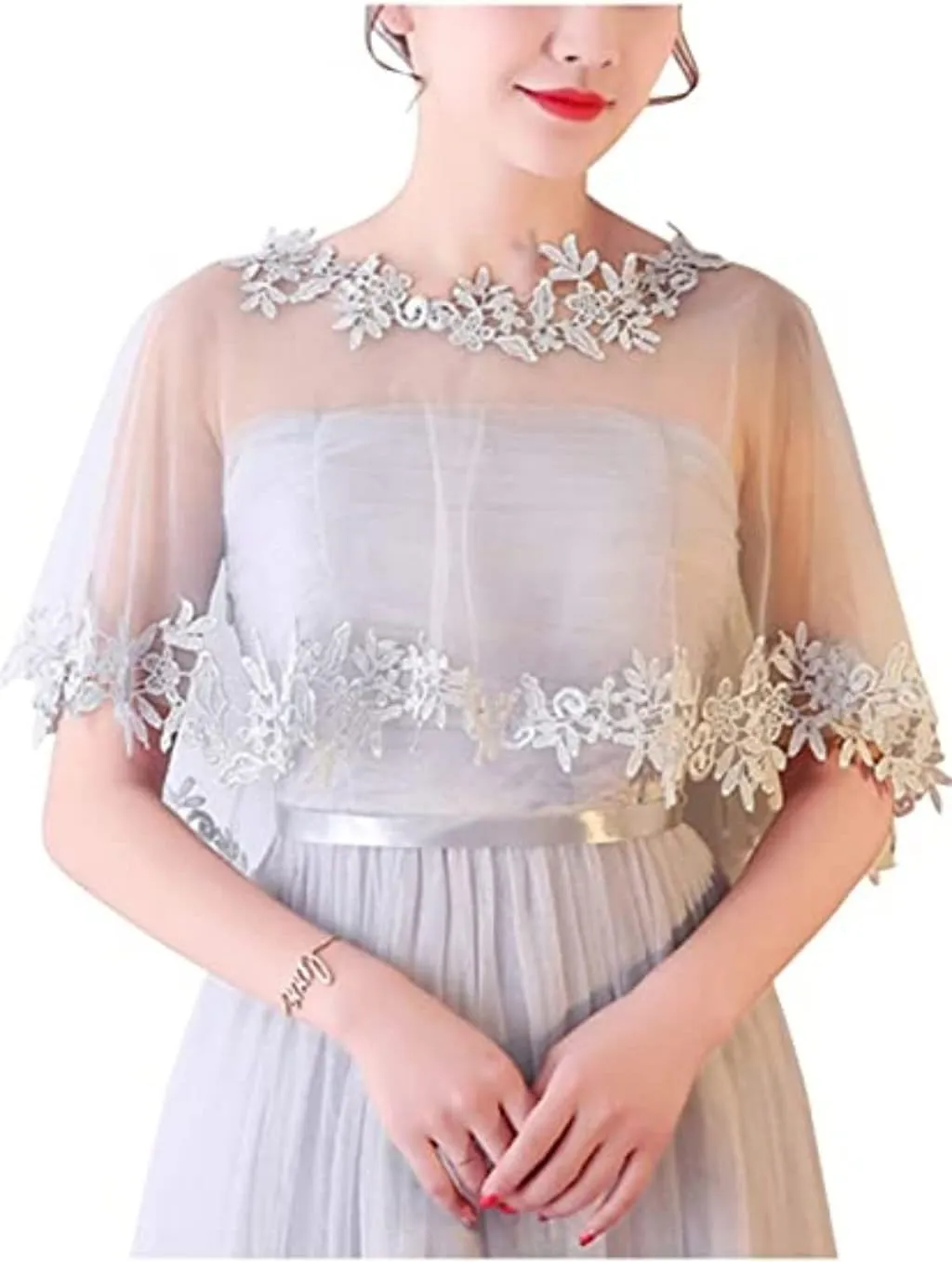 Women's Lace Wedding Bridal Bolero Jackets Shawl Formal Party Prom Evening Cape for Bride Bridesmaid Wrap Shrugs