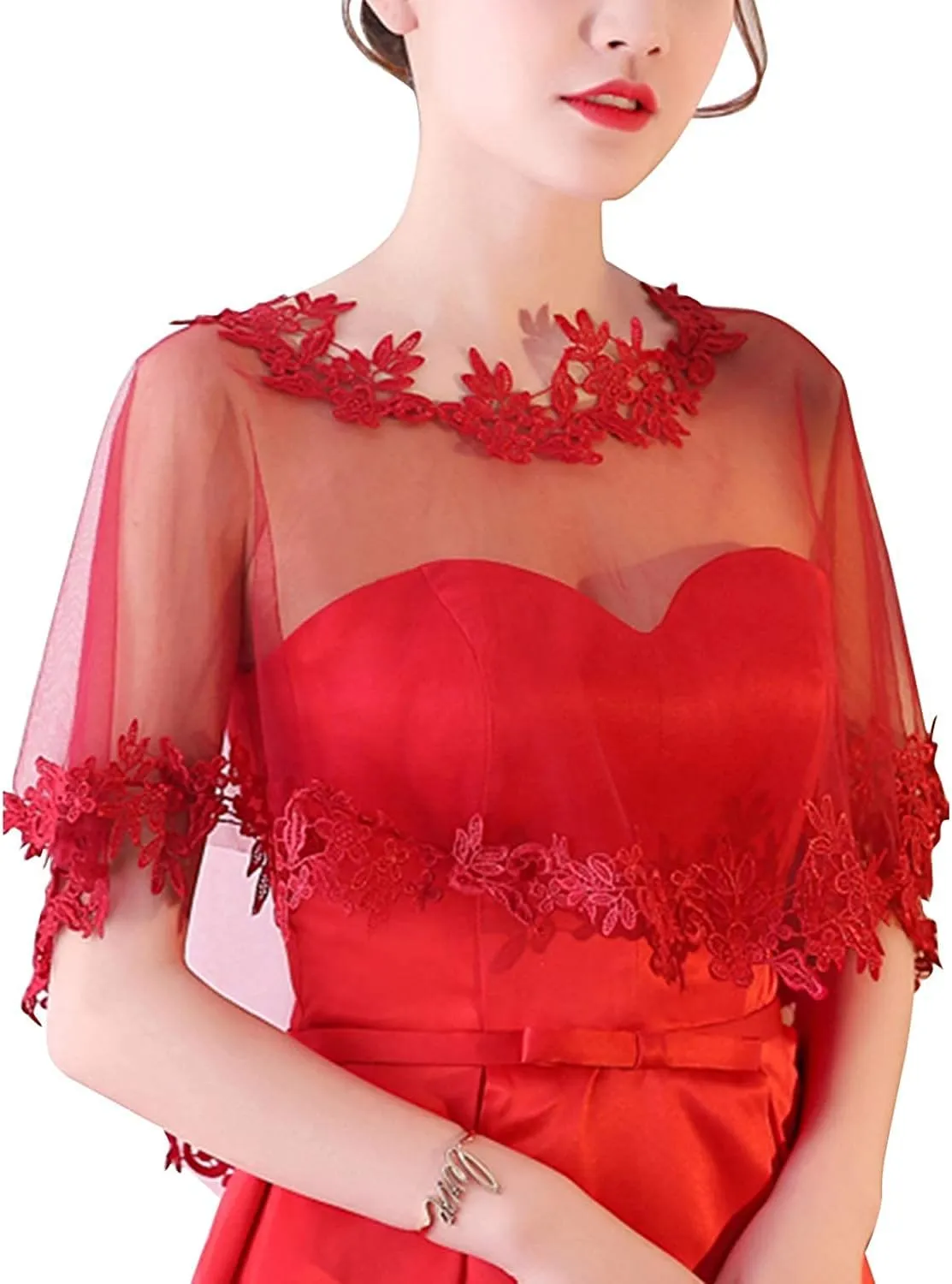 Women's Lace Wedding Bridal Bolero Jackets Shawl Formal Party Prom Evening Cape for Bride Bridesmaid Wrap Shrugs