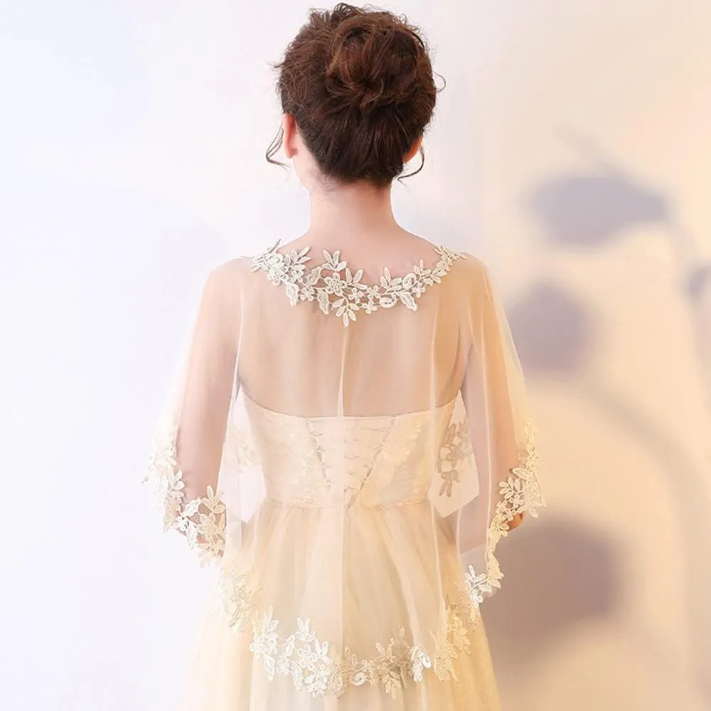 Women's Lace Wedding Bridal Bolero Jackets Shawl Formal Party Prom Evening Cape for Bride Bridesmaid Wrap Shrugs