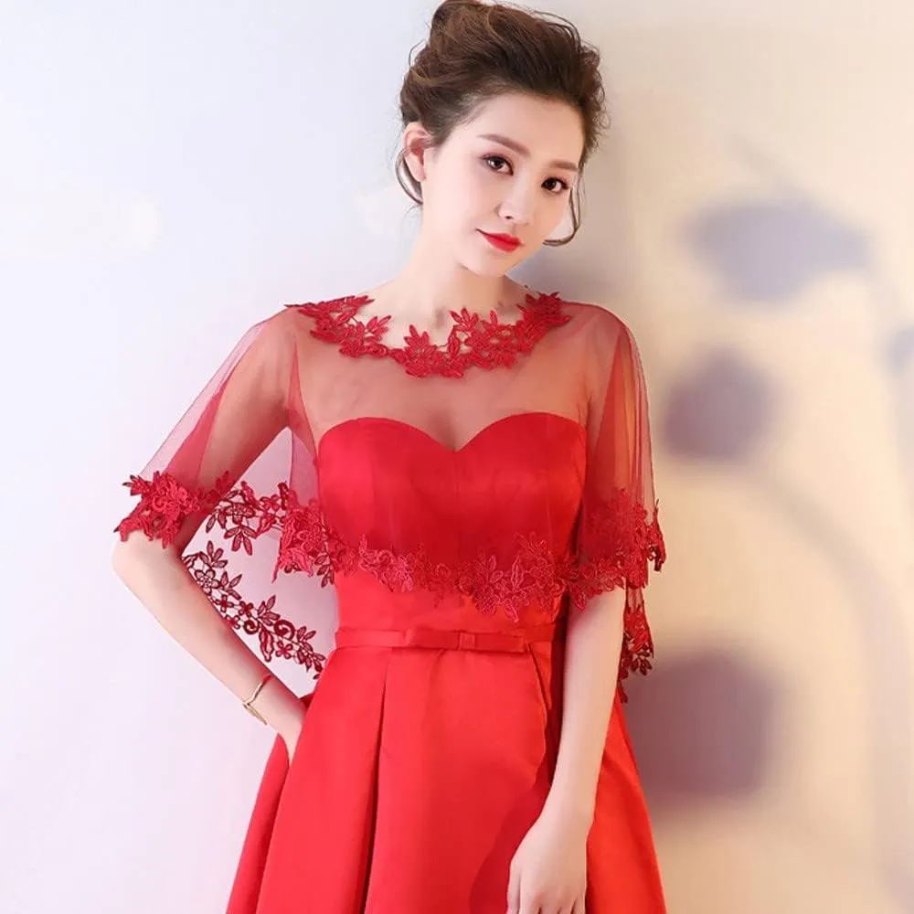 Women's Lace Wedding Bridal Bolero Jackets Shawl Formal Party Prom Evening Cape for Bride Bridesmaid Wrap Shrugs