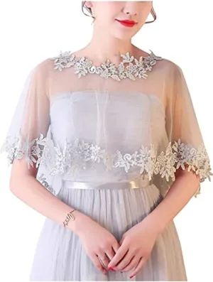 Women's Lace Wedding Bridal Bolero Jackets Shawl Formal Party Prom Evening Cape for Bride Bridesmaid Wrap Shrugs