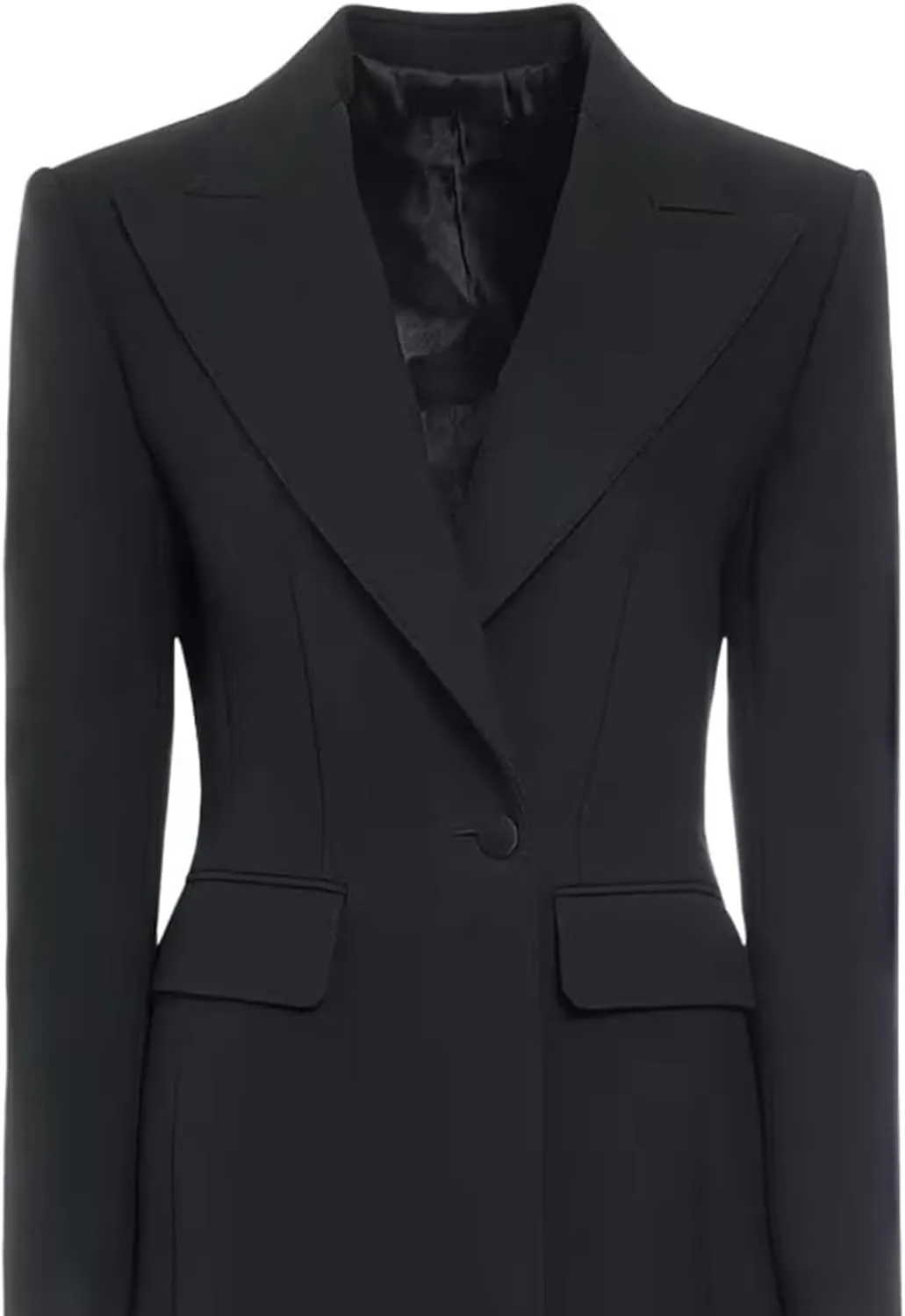 Womens Long Blazers, Slim Lady Skirt Style Women's One Button Mid-Length Coat, Business Jackets Streetwear