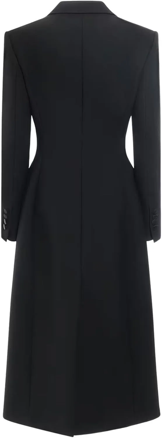 Womens Long Blazers, Slim Lady Skirt Style Women's One Button Mid-Length Coat, Business Jackets Streetwear