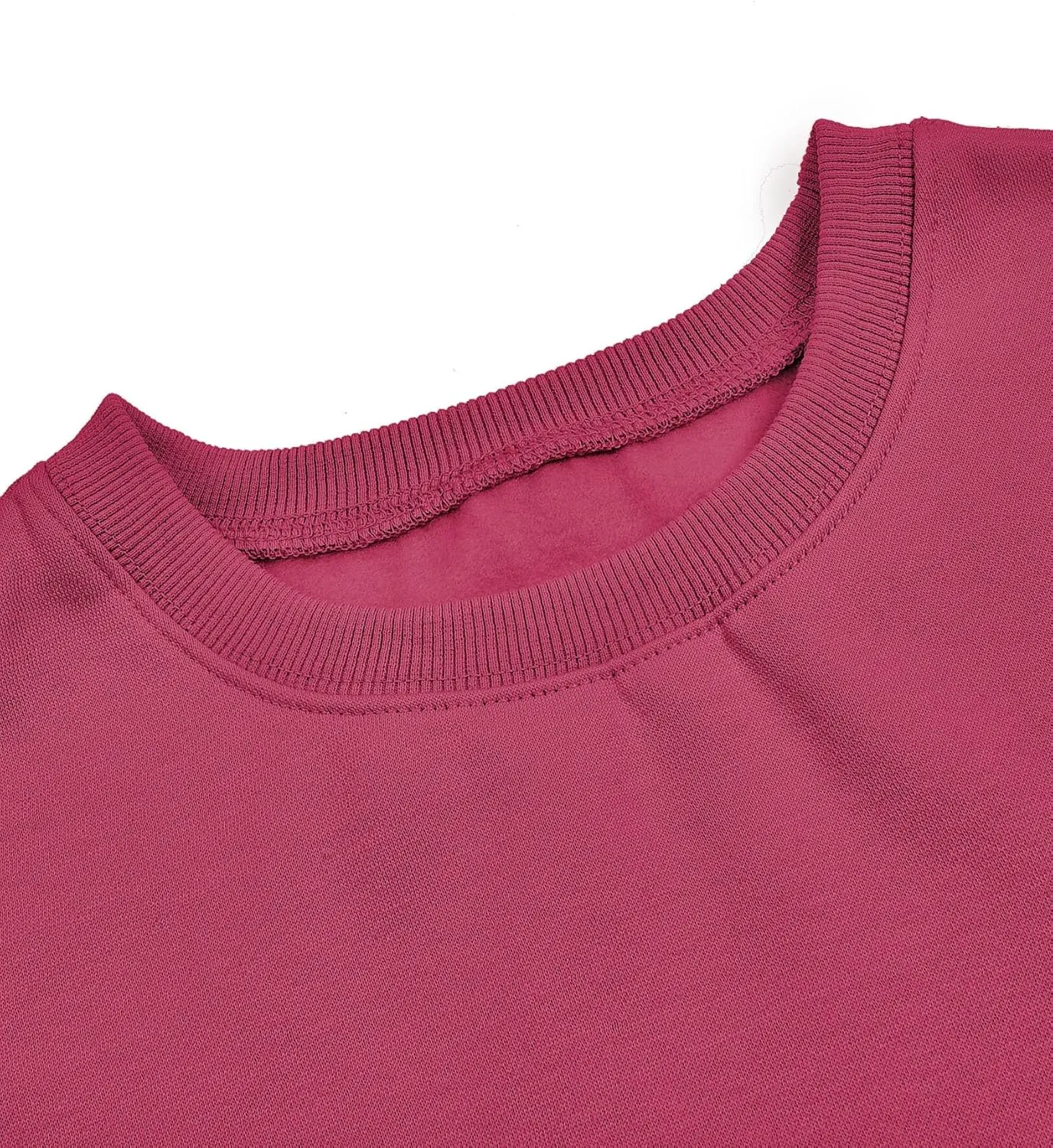 Women's Long Sleeve Round Neck Cropped Sweatshirts Cute Loose Fit Pullover Tops