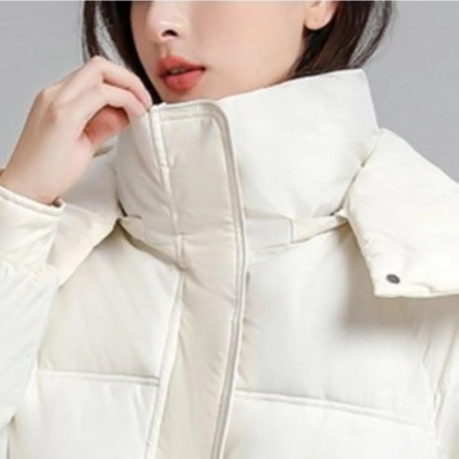 Women's Mid Length Puffer Coat Hooded Windproof Down Jacket Cotton-Padded Warm Winter Outwear