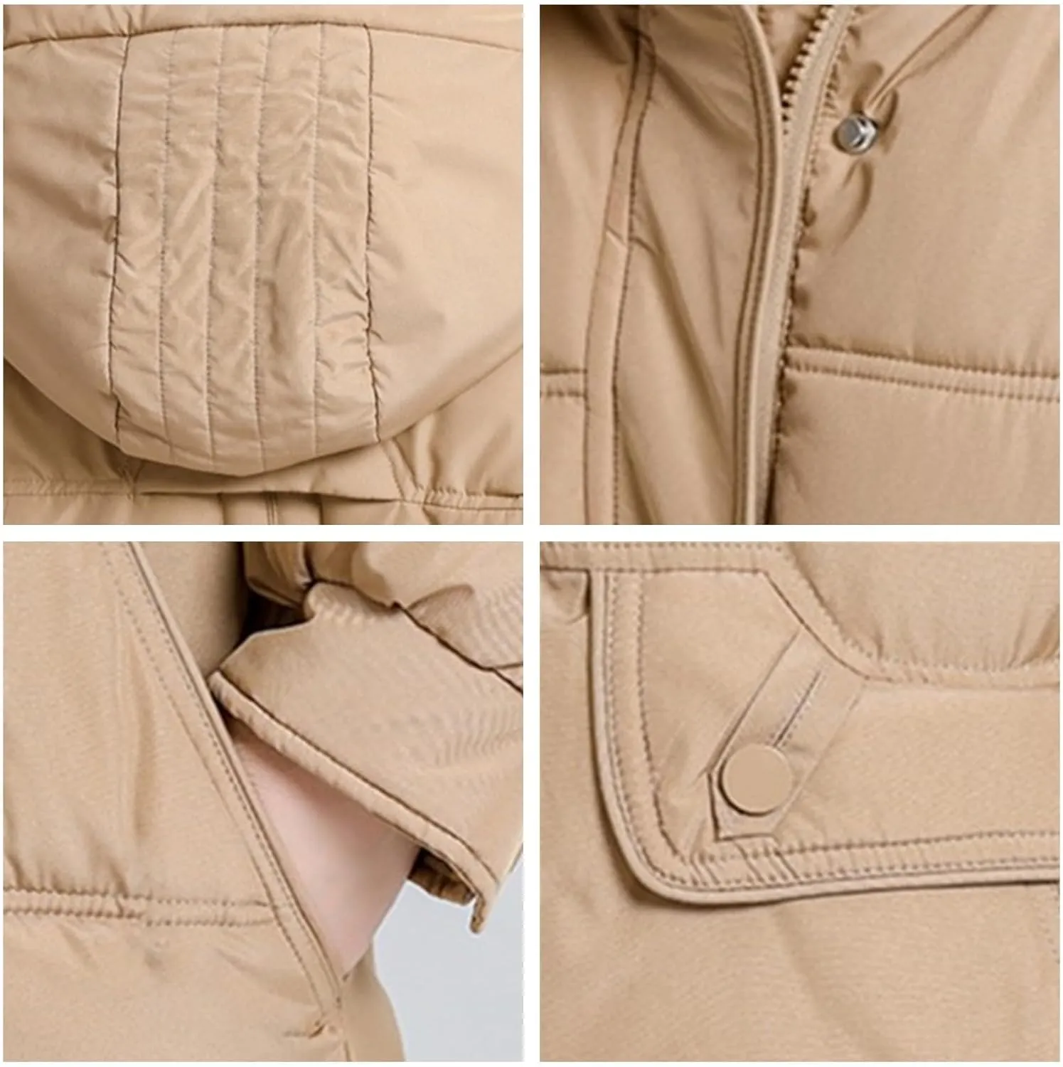 Women's Mid Length Puffer Coat Hooded Windproof Down Jacket Cotton-Padded Warm Winter Outwear