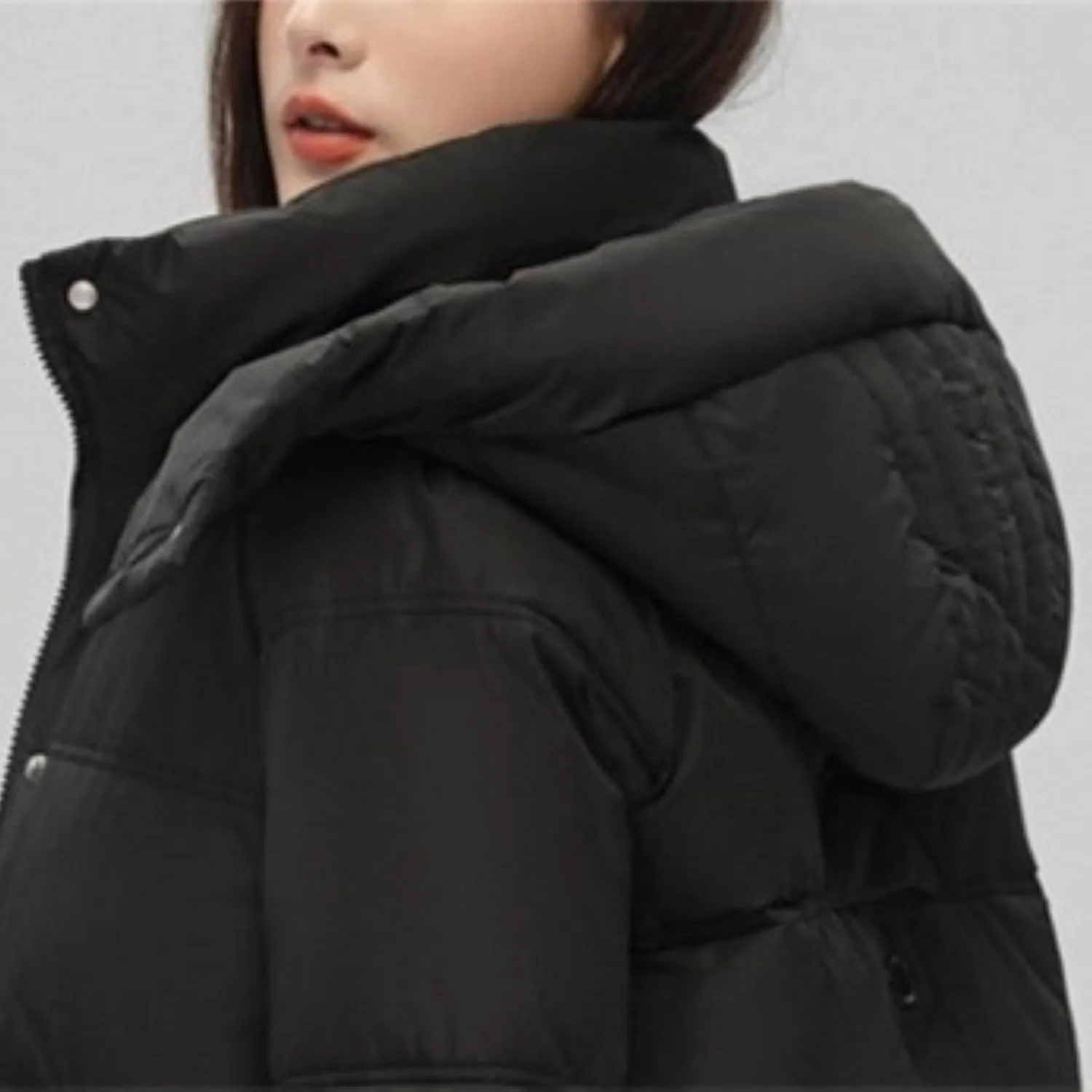 Women's Mid Length Puffer Coat Hooded Windproof Down Jacket Cotton-Padded Warm Winter Outwear