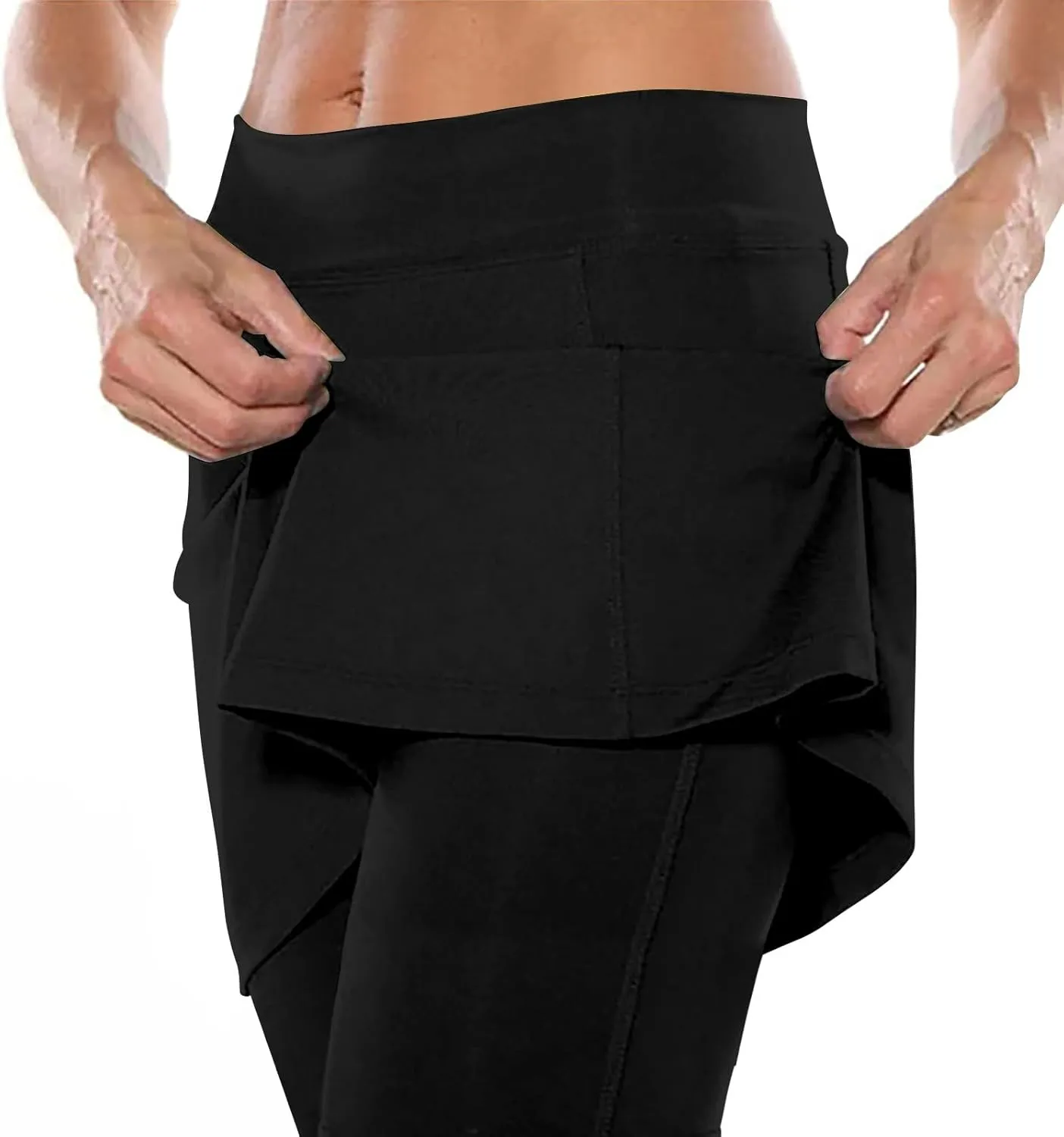 Women's Modern Skirted High Waisted Tennis Yoga Skorts with Pockets - White