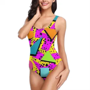 Women's One Piece Swimsuit Retro Athletic Training Swimwear Beachwear