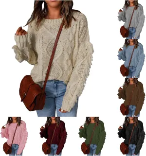 Womens Oversized Chunky Cable Knit Sweater 2024 Fall Long Sleeve Crewneck Pullover Sweaters Tops Winter Outfits