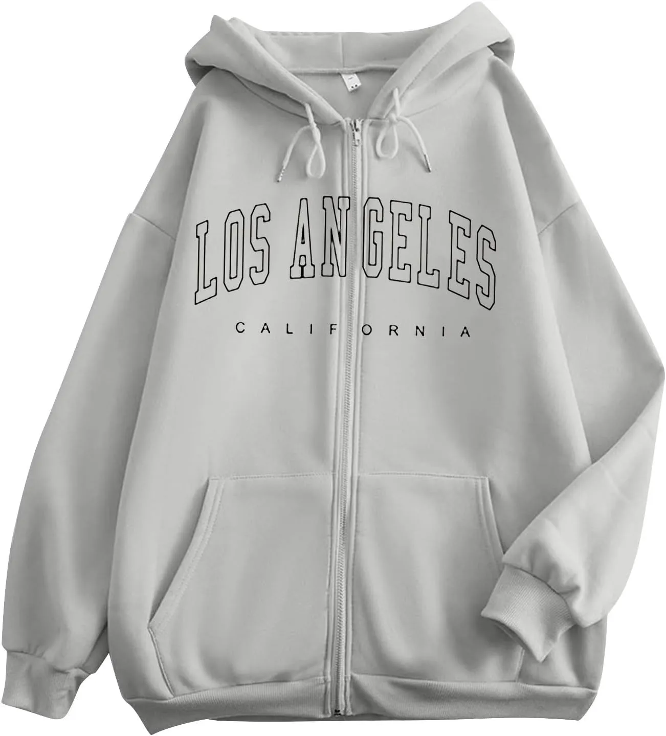 Women's Oversized Hoodies Zip up LOS ANGELES Printed Preppy Pullover Y2K Fleece Casual Jackets 2024 Winter Outwear