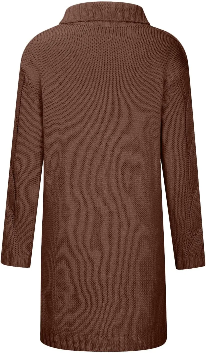 Women's Oversized Open Front Long Sleeve Cardigan Chunky Knit Sweaters Winter Open Front with Pockets Knit Sweater Tops