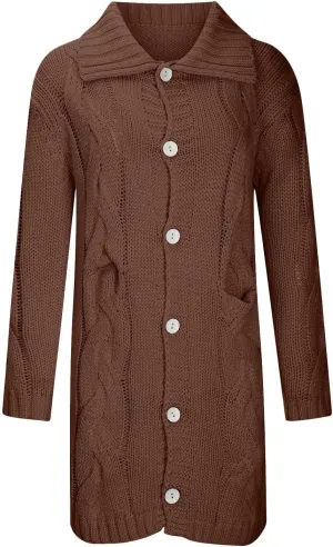 Women's Oversized Open Front Long Sleeve Cardigan Chunky Knit Sweaters Winter Open Front with Pockets Knit Sweater Tops