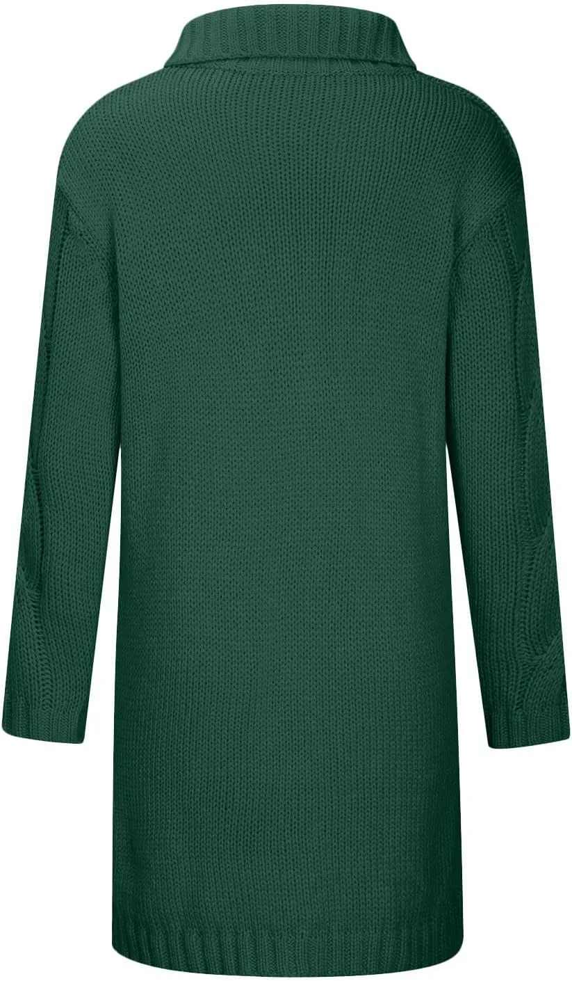 Women's Oversized Open Front Long Sleeve Cardigan Chunky Knit Sweaters Winter Open Front with Pockets Knit Sweater Tops