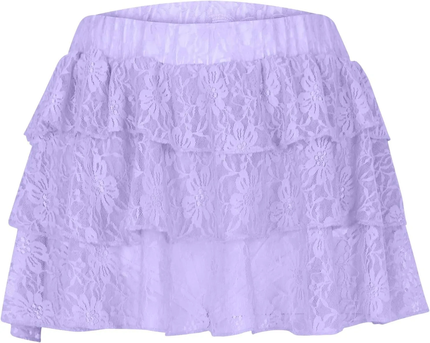 Womens Pleated Mini Skirt Sexy Lace Ruffle Low Rise Layered Skirt Y2k Pleated Flowy Short Underskirt Party Streetwear