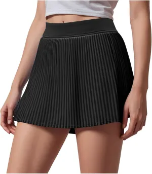 Womens Pleated Tennis Skirts High Waisted Skorts Lightweight Skirt Flowy Athletic Skirt with Pocket