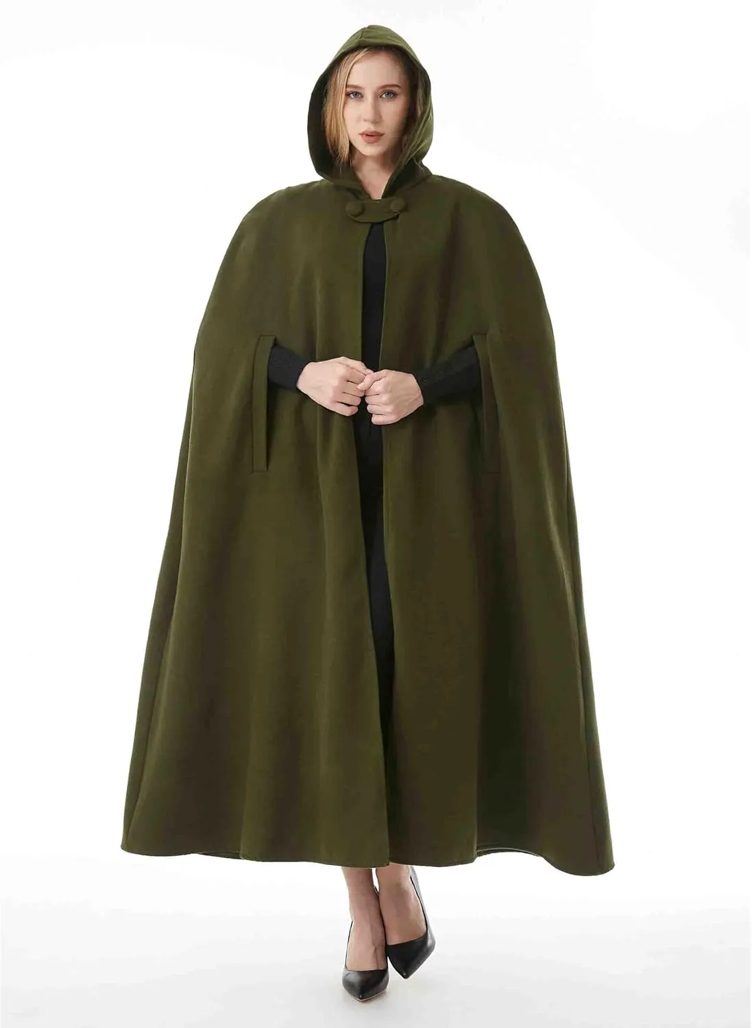 Women's Renaissance Windproof Wool Cloak Coat - Spring/Fall - Black - S, M, L