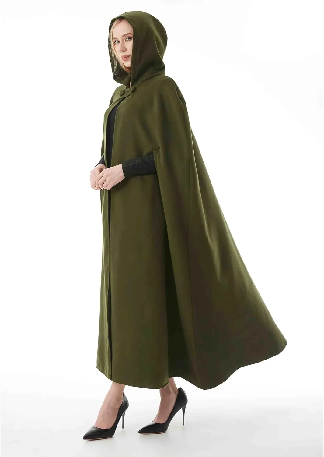 Women's Renaissance Windproof Wool Cloak Coat - Spring/Fall - Black - S, M, L
