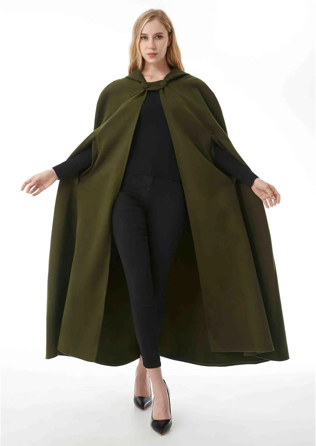 Women's Renaissance Windproof Wool Cloak Coat - Spring/Fall - Black - S, M, L