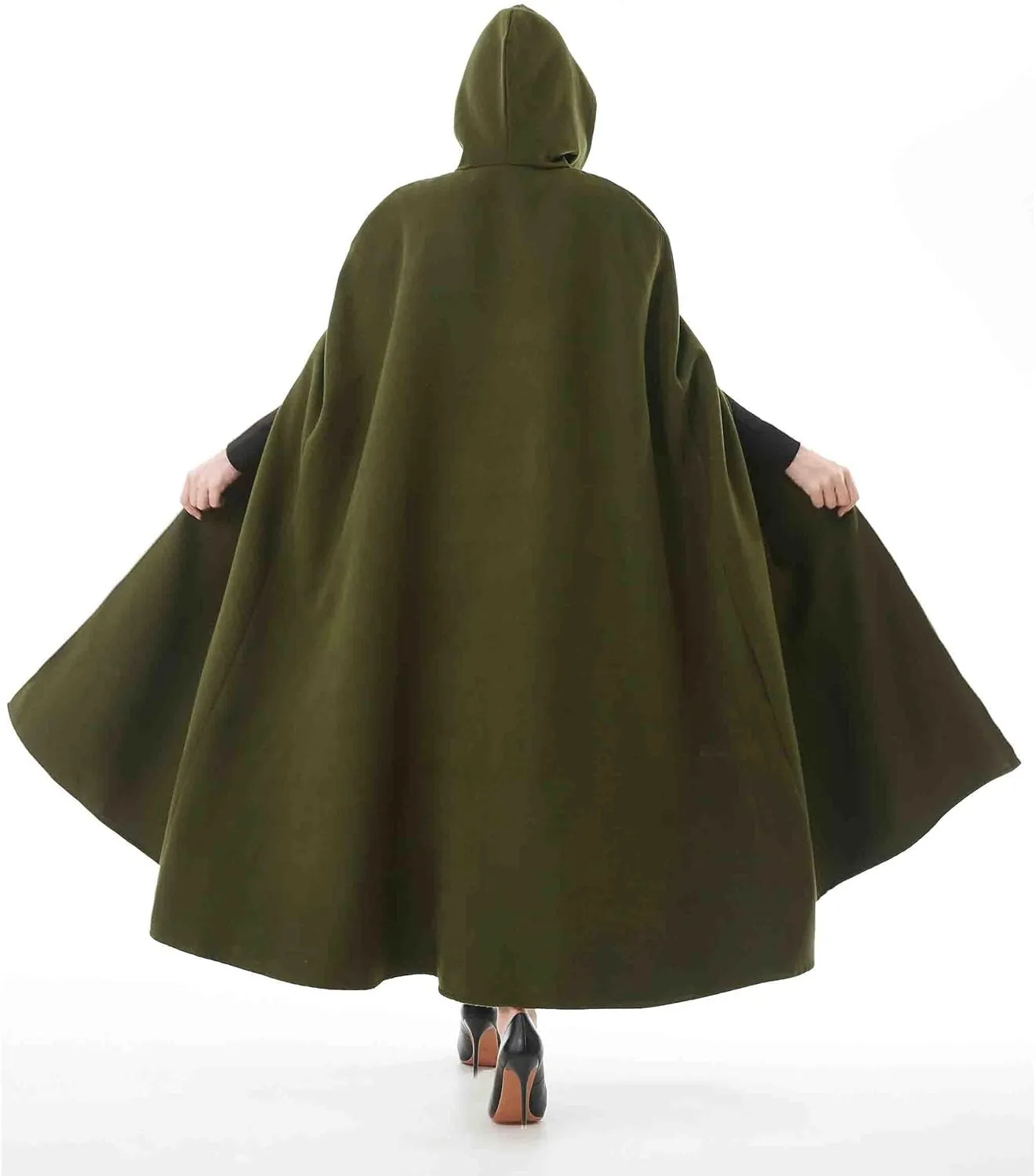 Women's Renaissance Windproof Wool Cloak Coat - Spring/Fall - Black - S, M, L