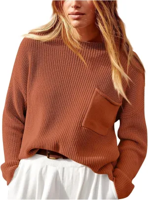Women's Ribbed Knit Mock Turtleneck Sweater Pullover Tops V Neck Vacation 2024 Fall Striped Color Block Blouse