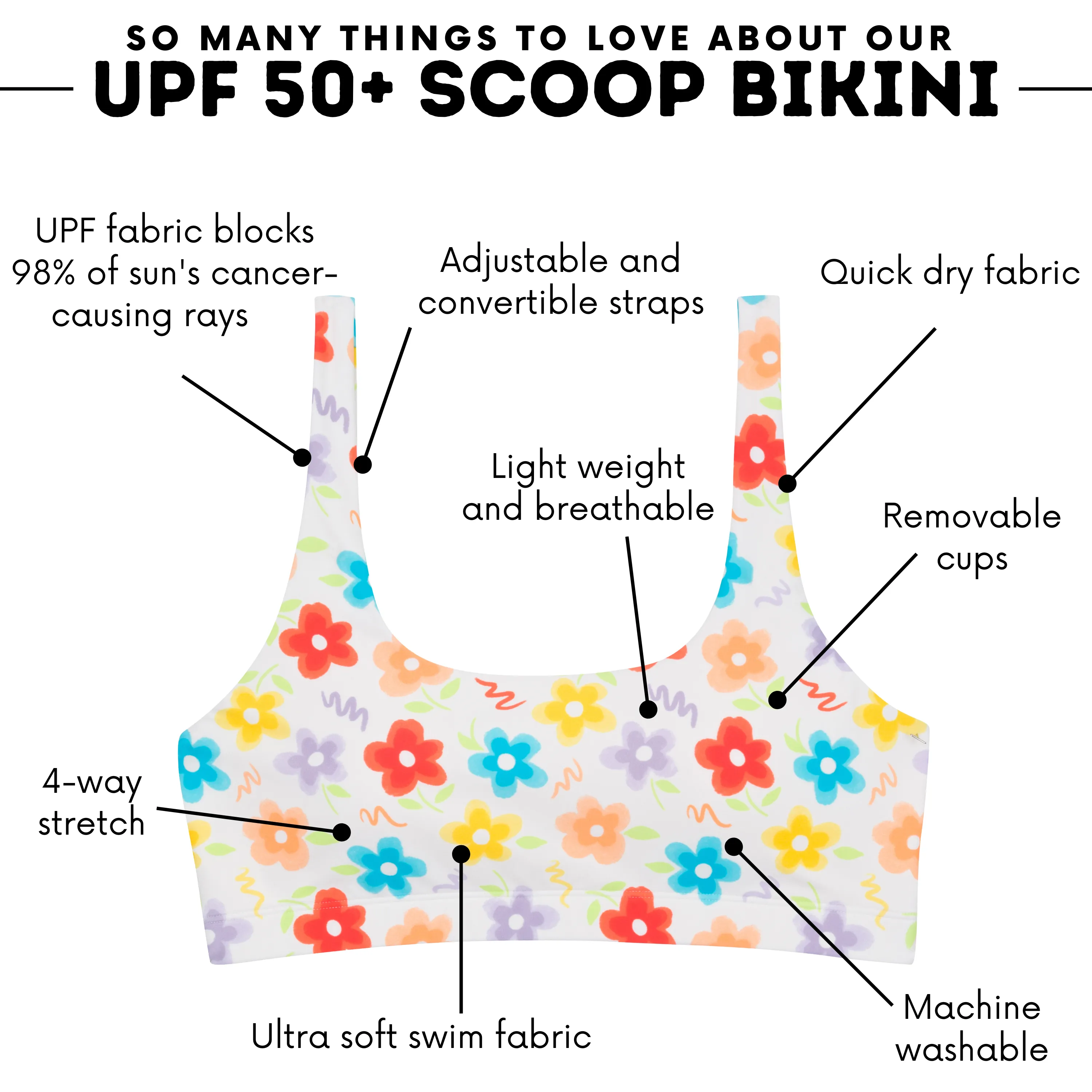Women's Scoop Neck Bikini Top | "Blossom"