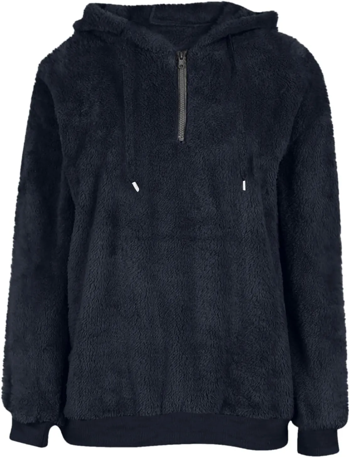 Women's Sherpa Quarter Zip Pullover Oversized Trendy comfy Hoodies Y2k Casual Drawstring Long Sleeve Sweatshirts