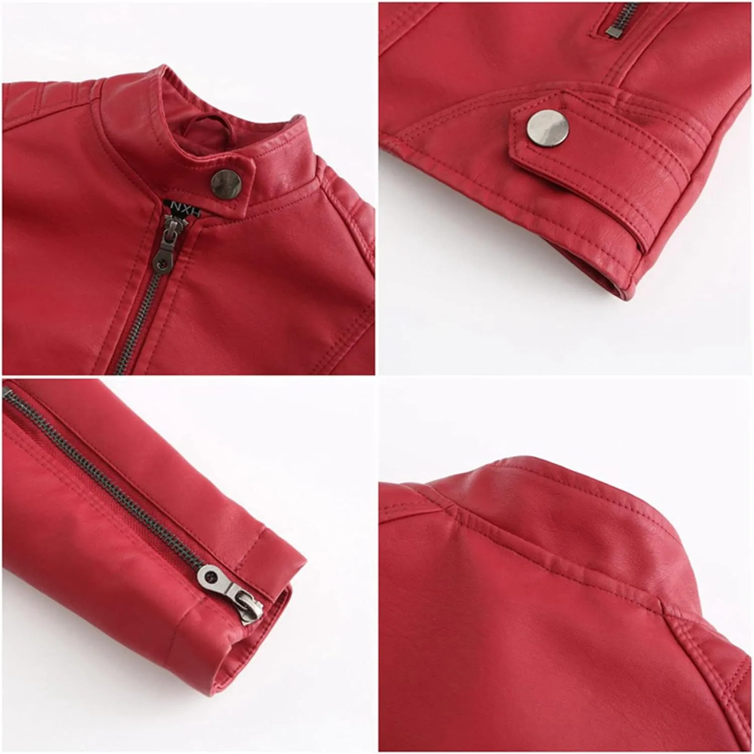 Women's Short PU Leather Jacket for Women Fashion Zip Up Motorcycle Biker Coat