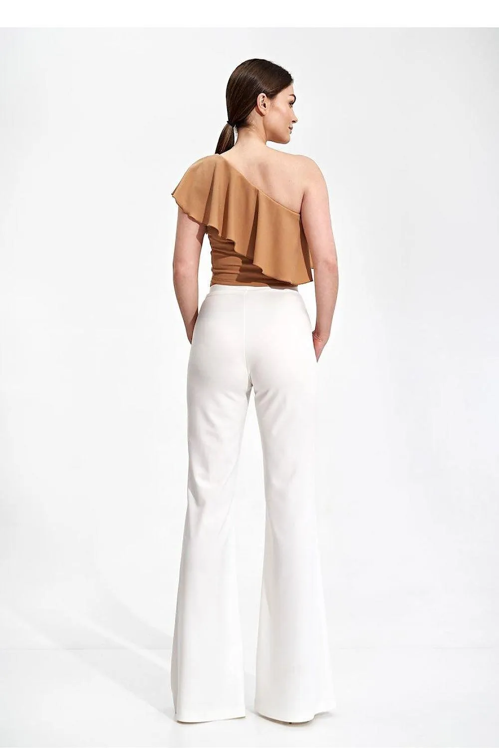 Women's Sleek White Pants With Flared Bottom Hem