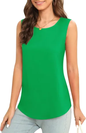 Women's Sleeveless Chiffon Tank Top Business Casual Blouse Tunic Top