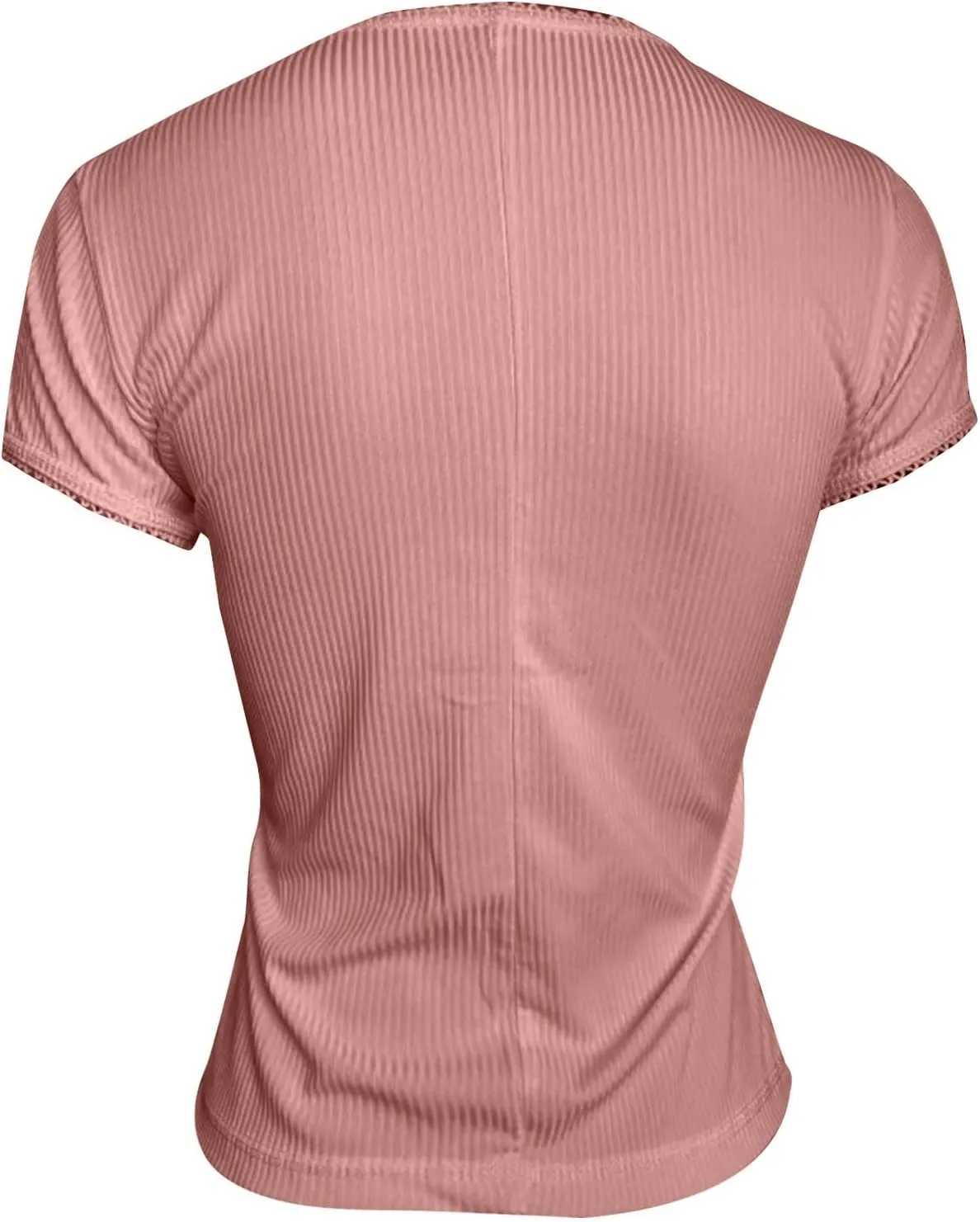 Womens Slim Fitted T Shirts Short Sleeve Cardigan Button Down Tee Blouses Basic Y2k Ribbed Tops