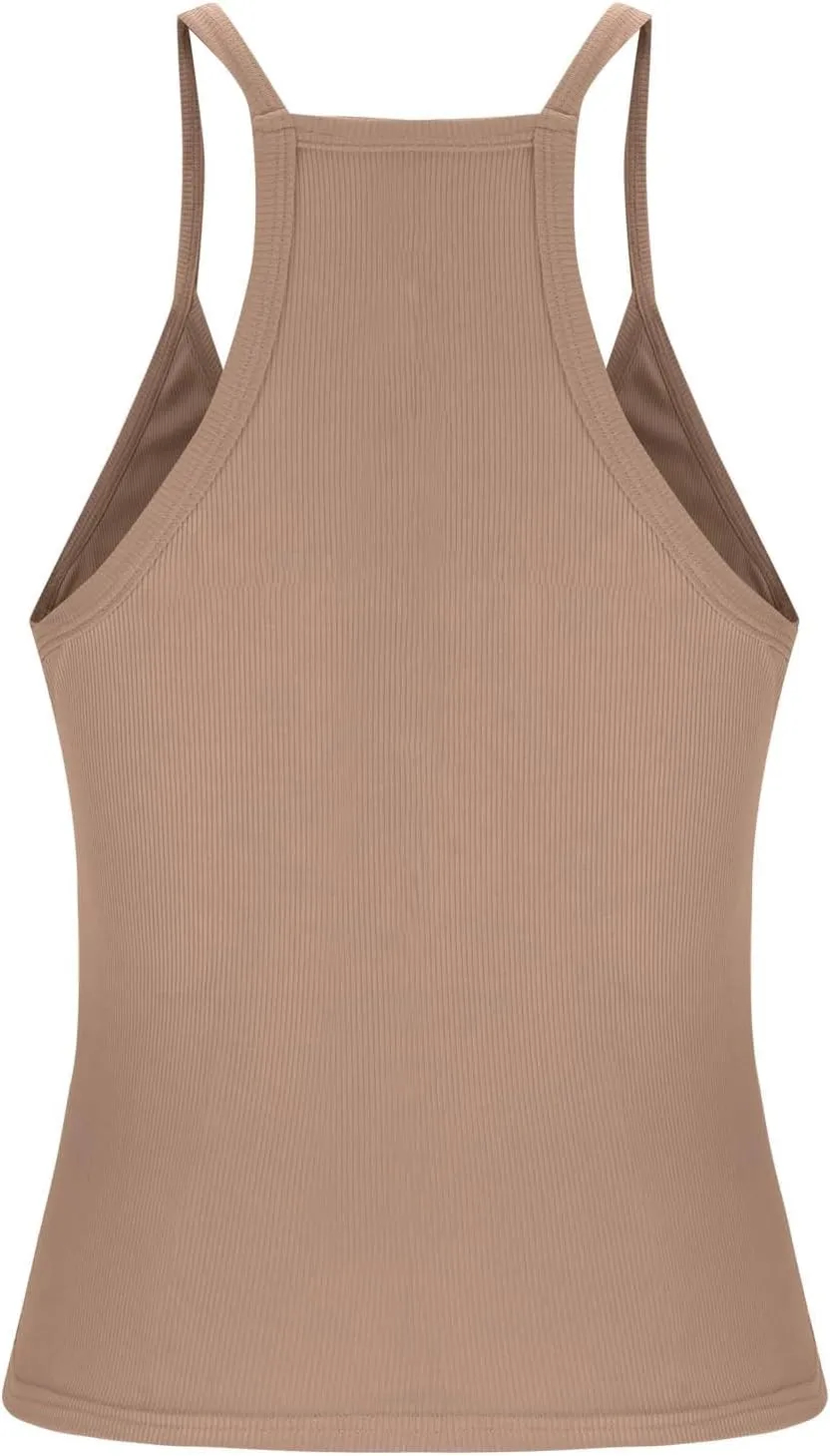 Womens Spaghetti Strap V-Neck Ribbed Tank Tops Racerback Summer Basic Camisole Going Out Slim Fit Yoga Workout Tops