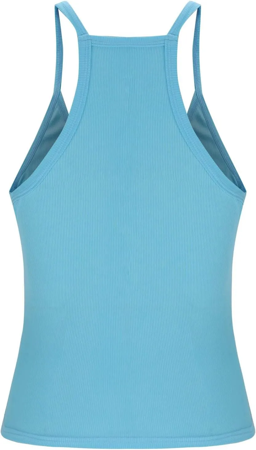 Womens Spaghetti Strap V-Neck Ribbed Tank Tops Racerback Summer Basic Camisole Going Out Slim Fit Yoga Workout Tops