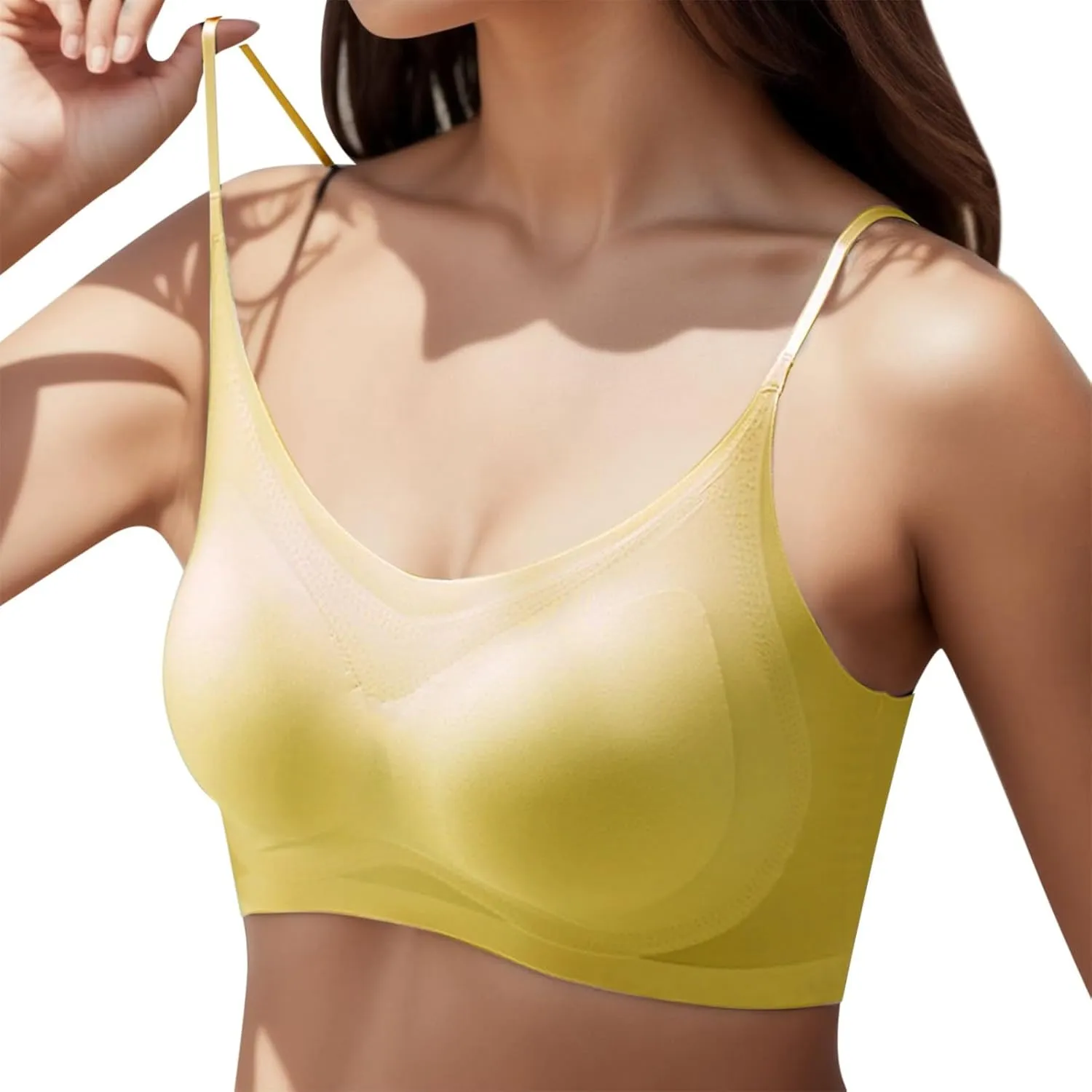 Womens Sports Bras Spaghetti Strap Padded Bras Plus Size Workout Bras Wireless Casual Camisole Workout Yoga Gym Tops