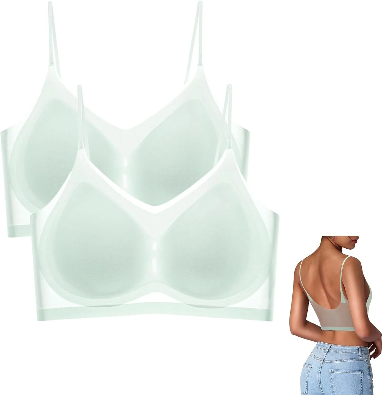 Womens Sports Bras Spaghetti Strap Padded Bras Plus Size Workout Bras Wireless Casual Camisole Workout Yoga Gym Tops