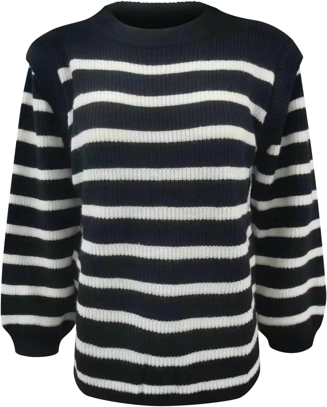 Womens Striped Color Block Sweaters Long Sleeve Crewneck Pullover Knit Jumper Tops Oversized Chic Blouse Shirt